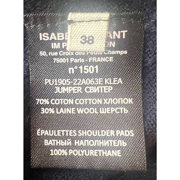 Isabel Etoile Marant Cotton & Wool Navy Sweater NWT Size 38/6 - Picture 6 of 6